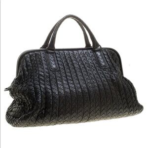 Bottega Veneta Black Intrecciato Leather New Bond Satchel AS IS
